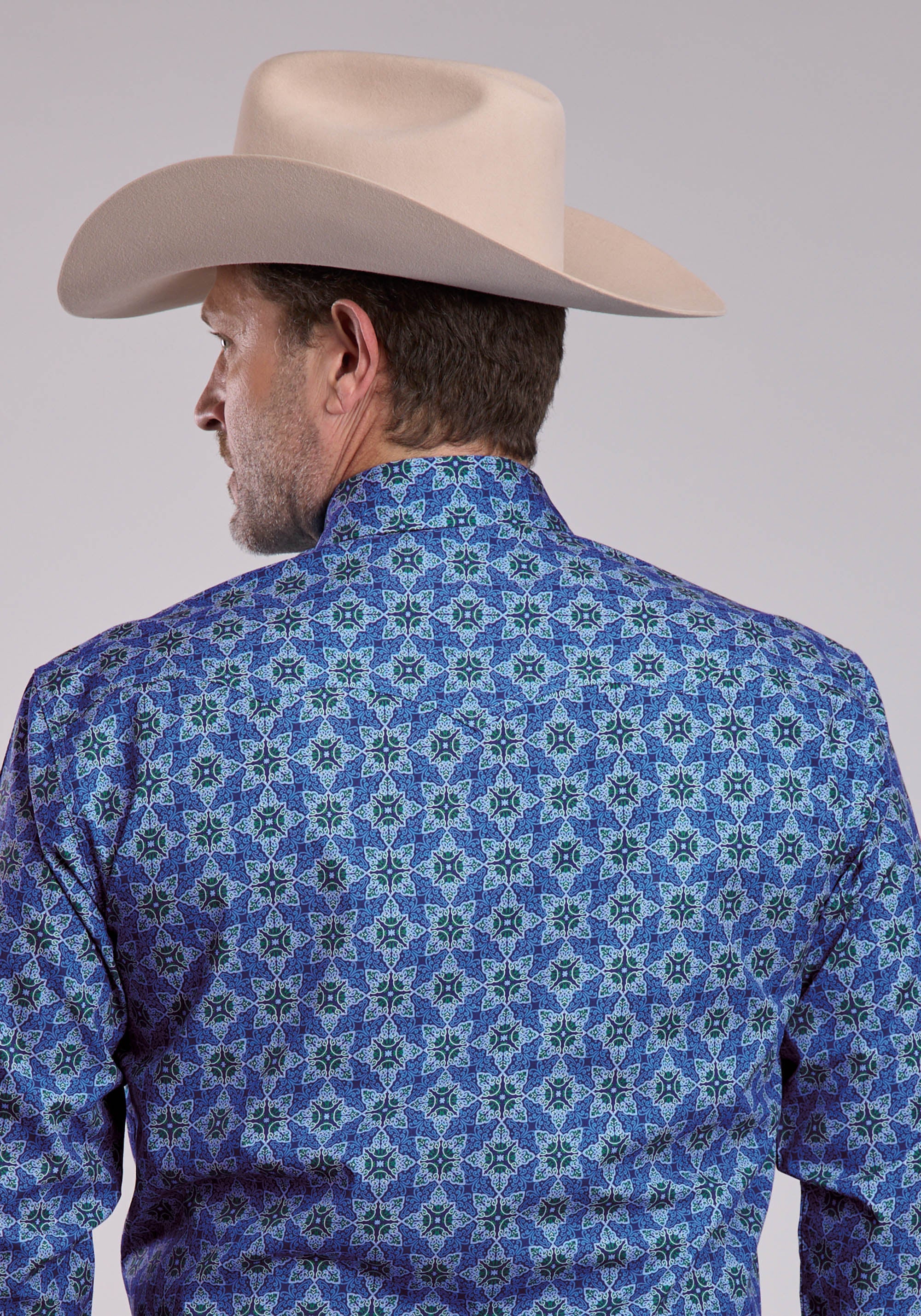 Mens Roper Ornamental Paisley Long Sleeve Snap Shirt