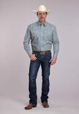 Mens Roper Blue Line Paisley Long Sleeve Snap Shirt - Roper - Flyclothing LLC