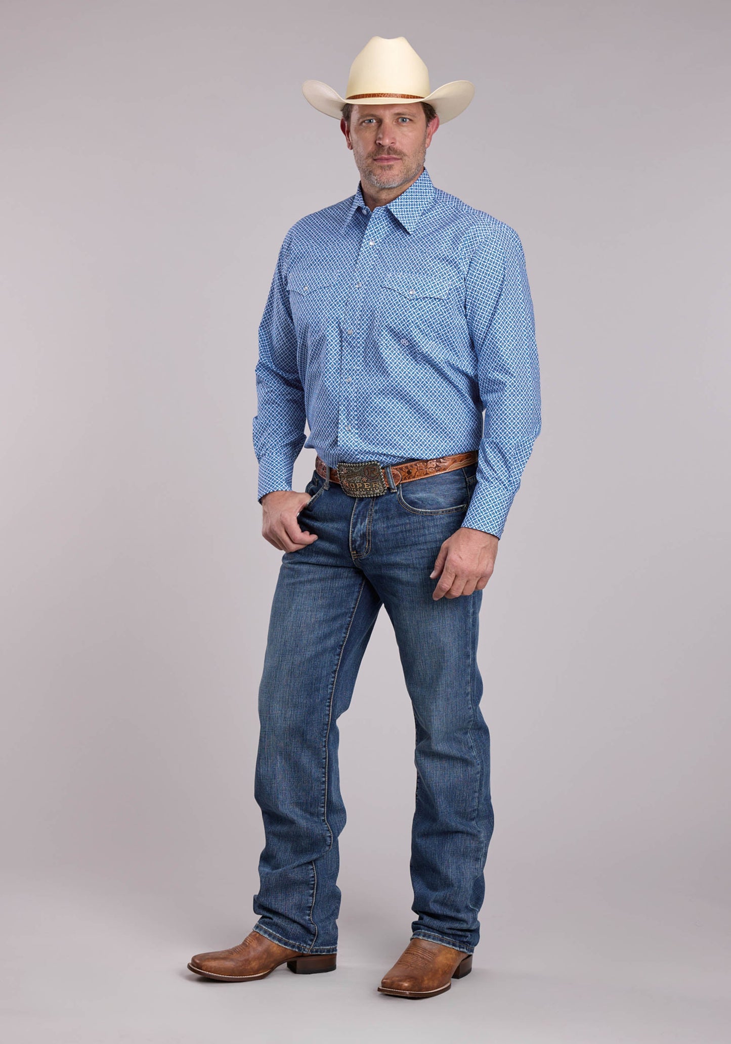 Mens Roper Pinwheel Foulard Long Sleeve Snap Shirt