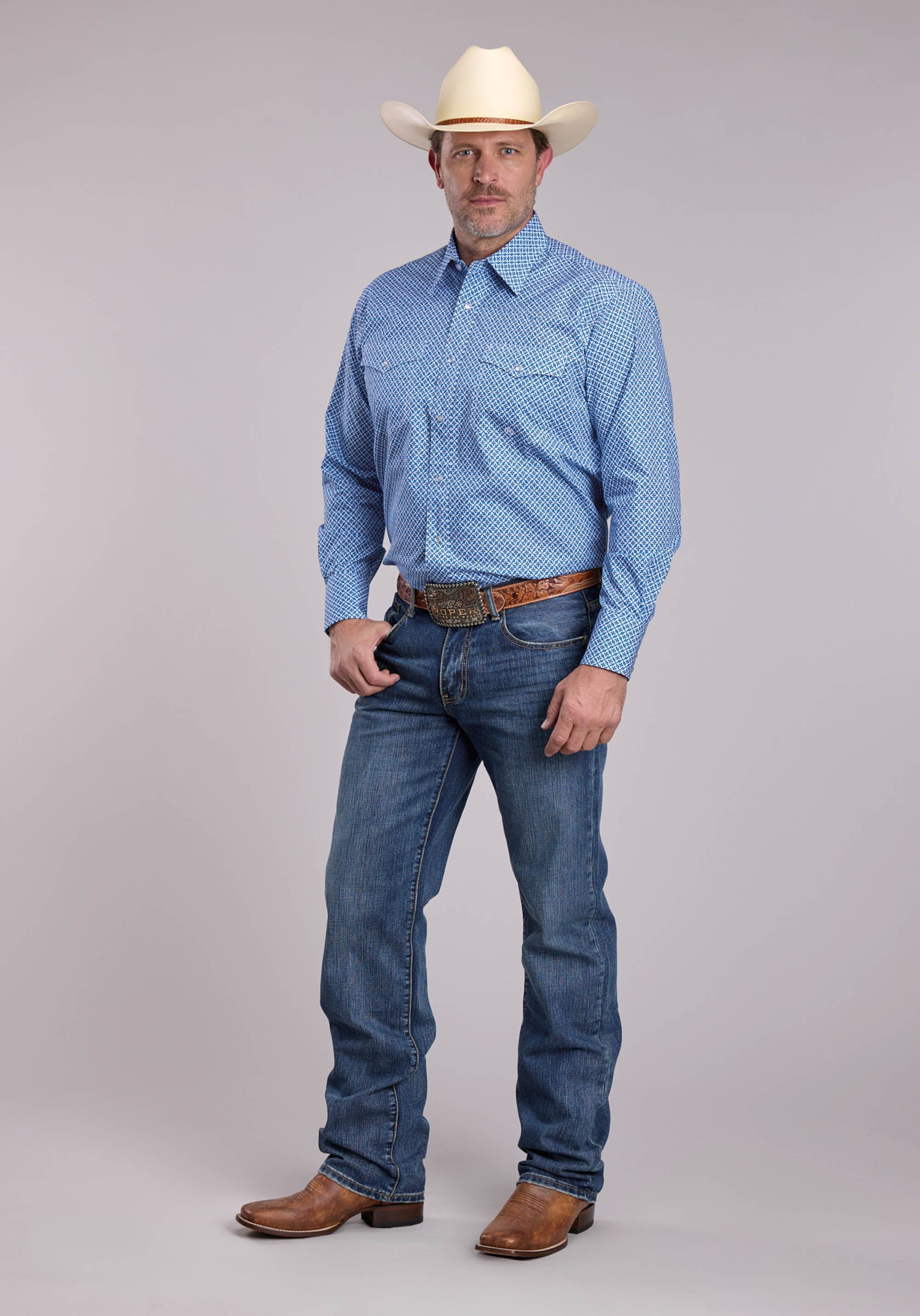 Mens Roper Pinwheel Foulard Long Sleeve Snap Shirt