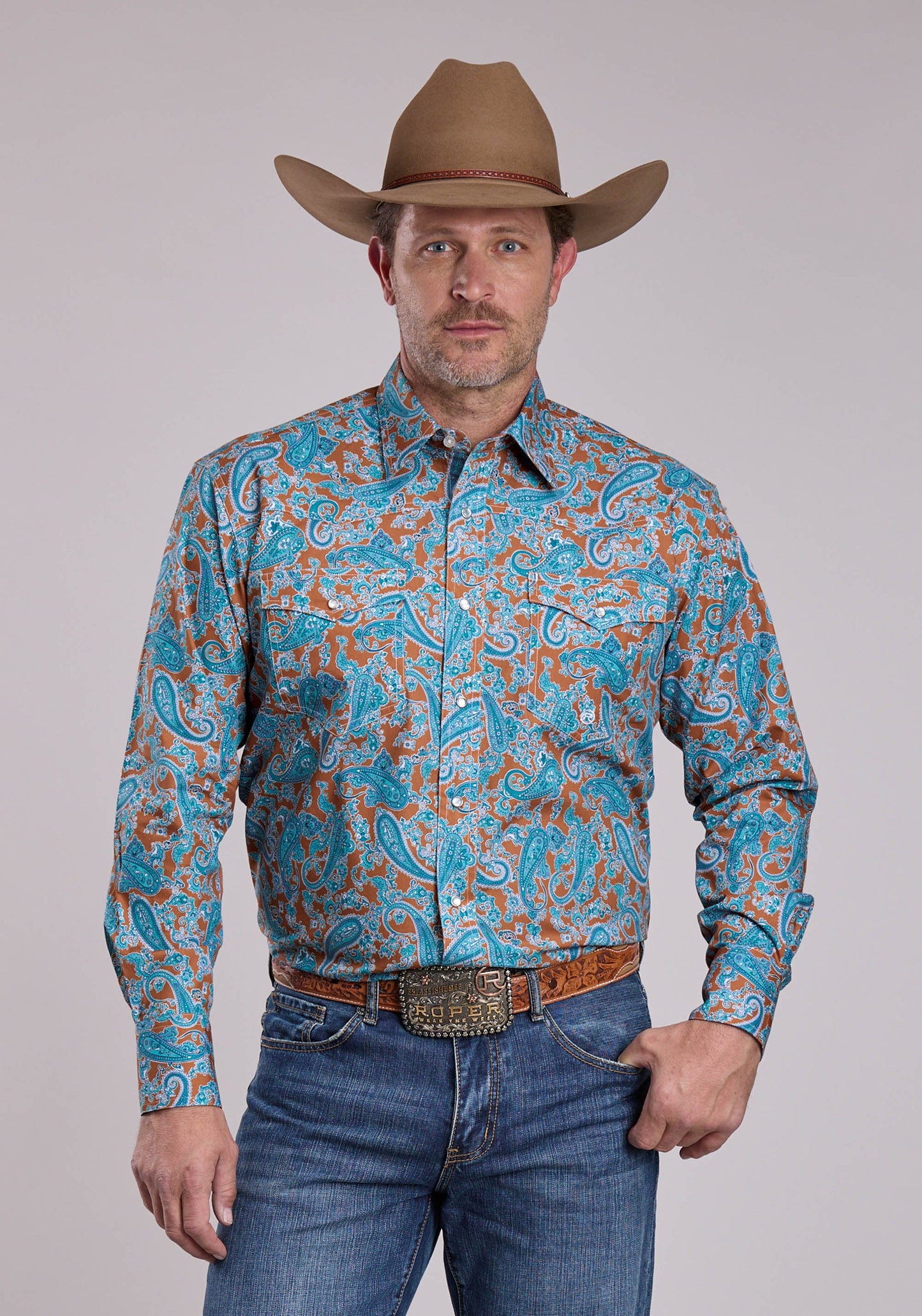 Mens Roper Desert Spring Paisley Long Sleeve Snap Shirt