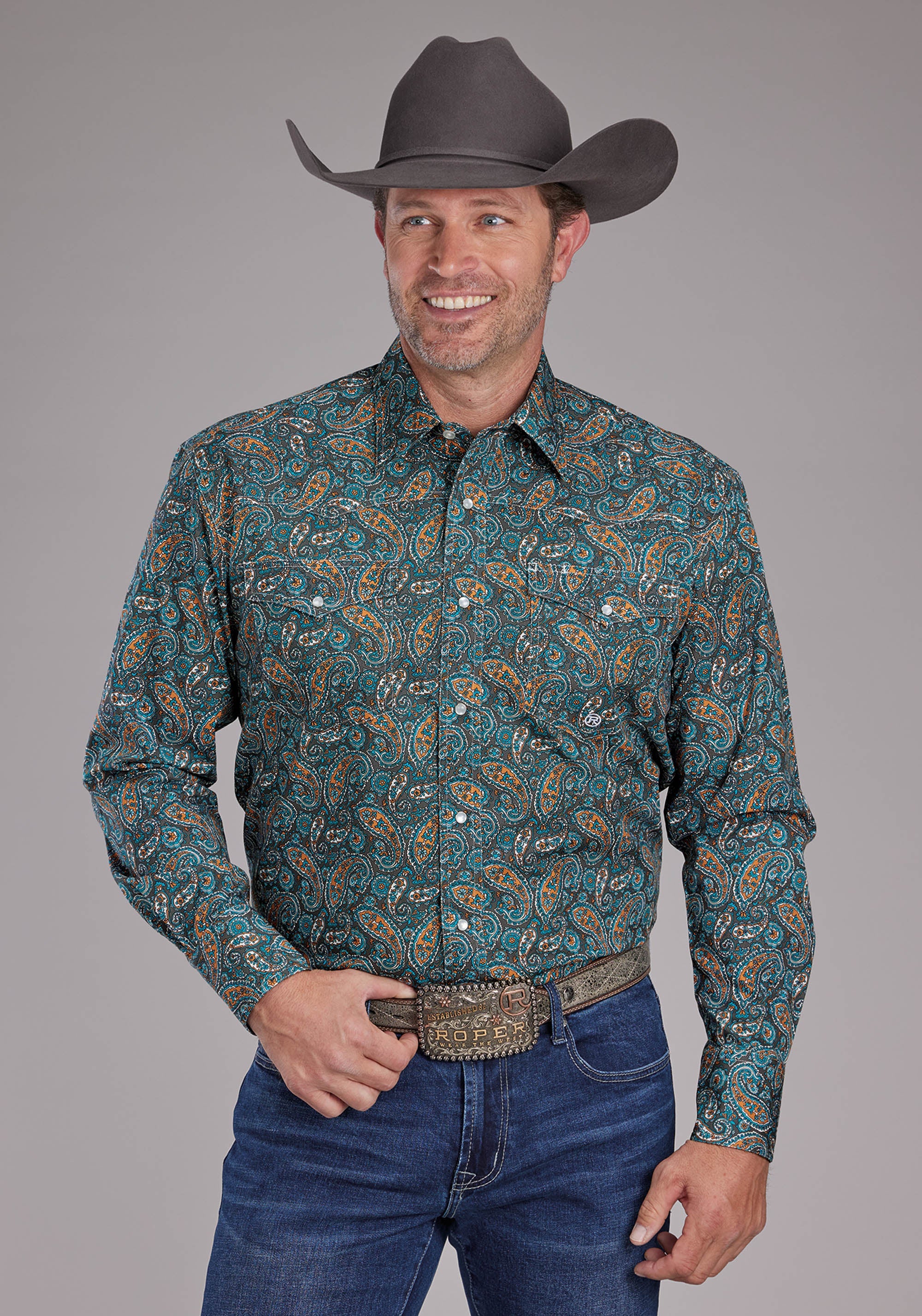 Roper Mens Dusk Paisley Long Sleeve Snap Western Shirt