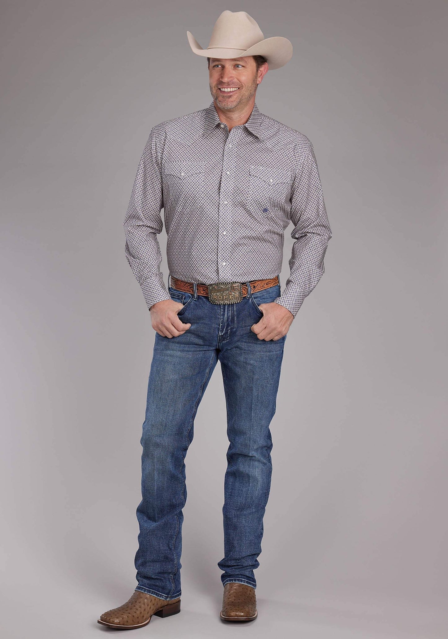 Roper Mens Pinwhell Fouldard Long Sleeve Snap Western Shirt - Roper - Flyclothing LLC