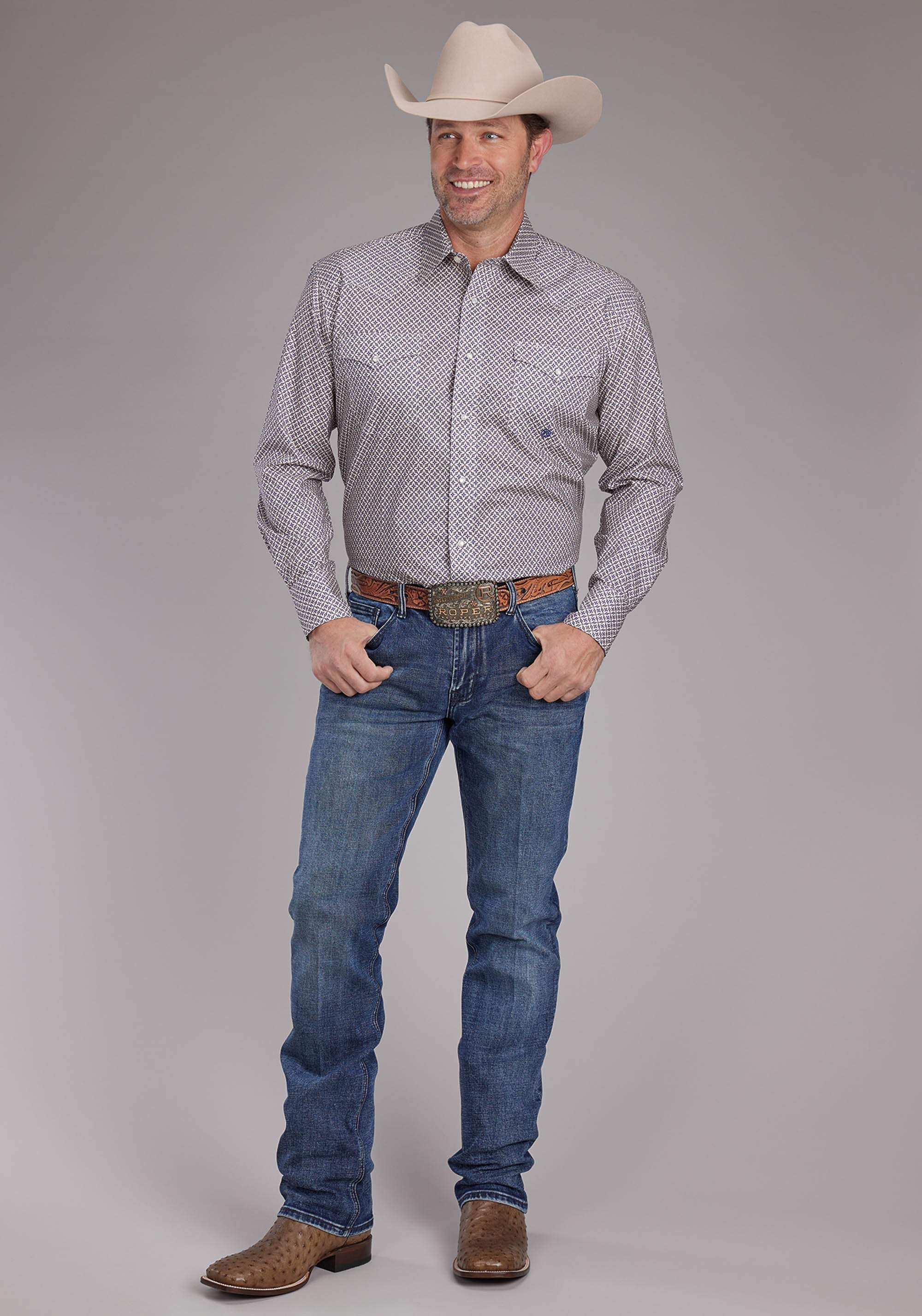 Roper Mens Pinwhell Fouldard Long Sleeve Snap Western Shirt - Roper - Flyclothing LLC