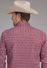 Roper Mens Stretch Medallion Paisley - Red Long Sleeve Snap Western Shirt