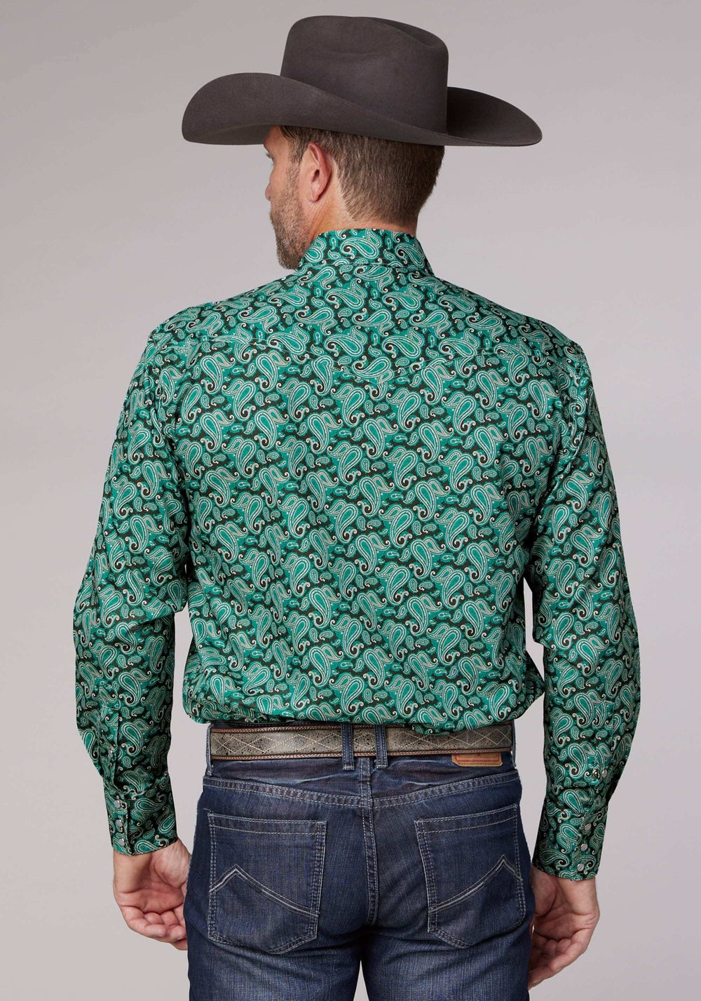 Roper Mens Long Sleeve Snap Jade Paisley Western Shirt - Roper - Flyclothing LLC