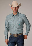 Roper Mens Long Sleeve Snap Silver Spring Foulard Western Shirt - Roper