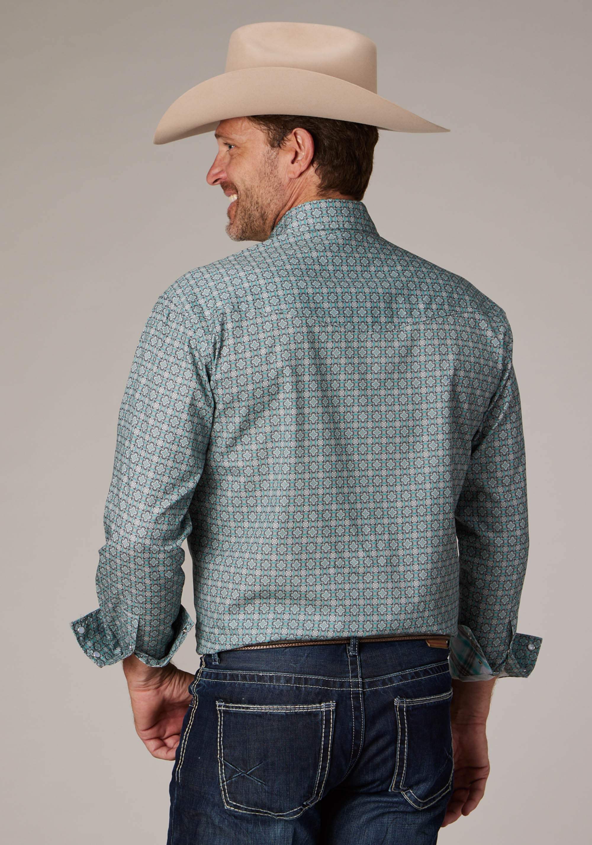 Roper Mens Long Sleeve Snap Silver Spring Foulard Western Shirt - Roper - Flyclothing LLC