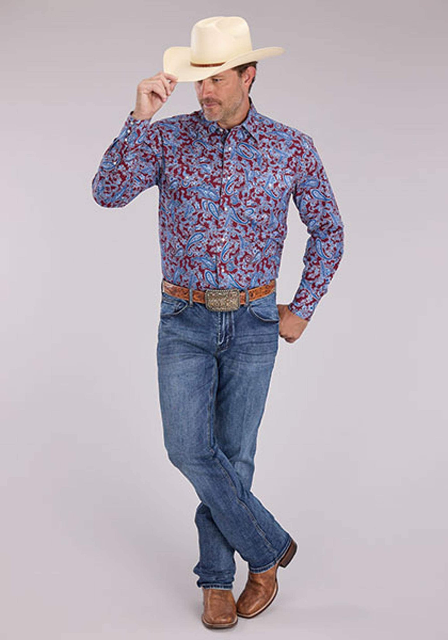 Roper Mens Heritage Paisley Long Sleeve Snap Western Shirt - Roper - Flyclothing LLC