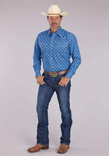 Roper Mens Blue Ribbon Medallion Long Sleeve Snap Western Shirt - Roper - Flyclothing LLC