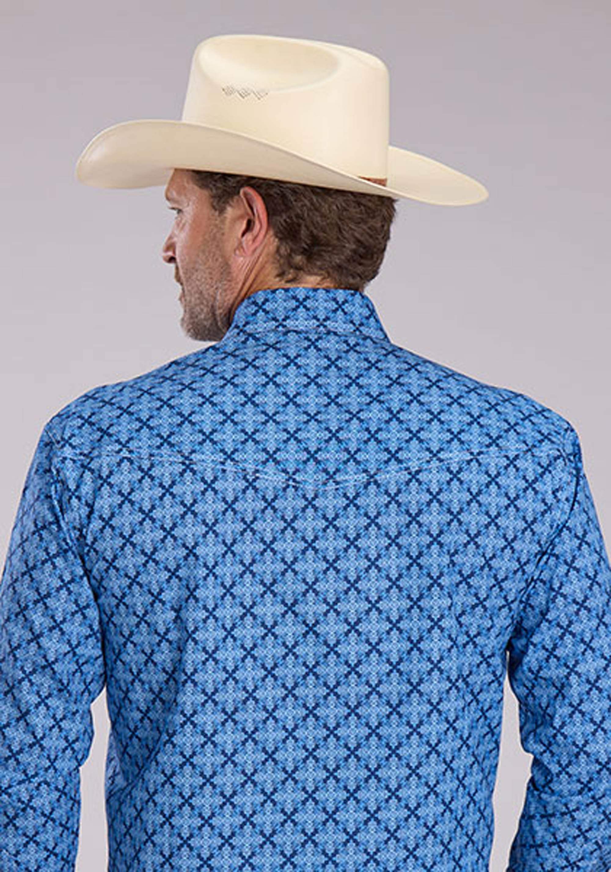 Roper Mens Blue Ribbon Medallion Long Sleeve Snap Western Shirt - Roper - Flyclothing LLC