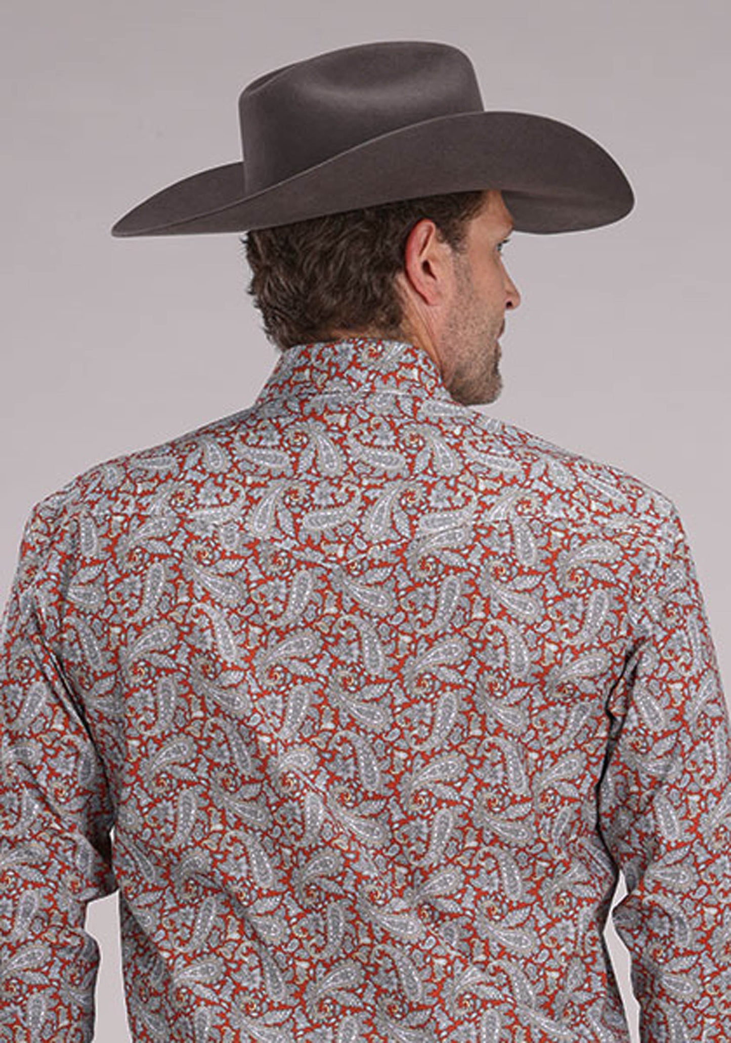 Roper Mens Long Sleeve Snap Clay Paisley Western Shirt