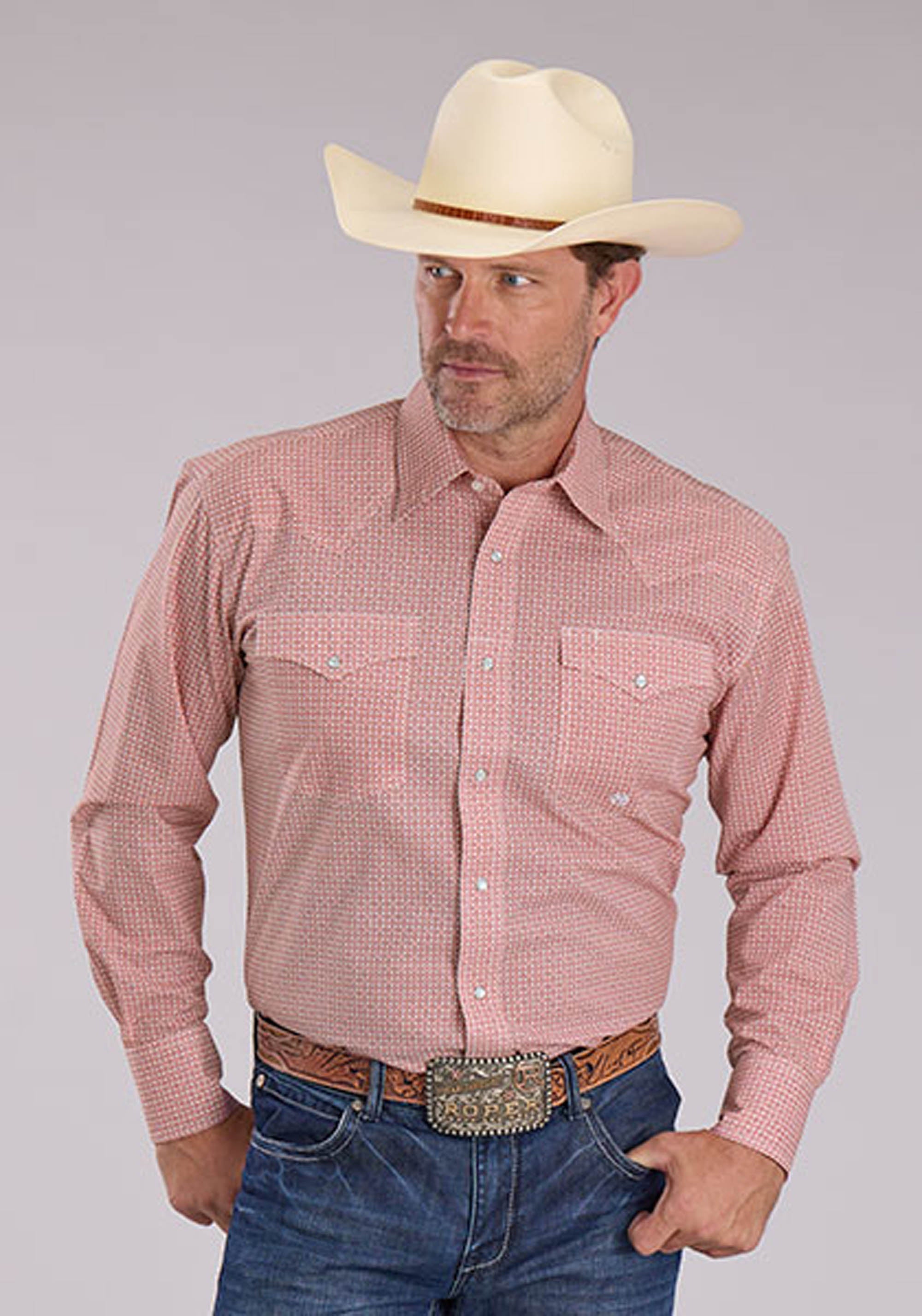 Roper Mens Long Sleeve Snap Saltillo Foulard Western Shirt