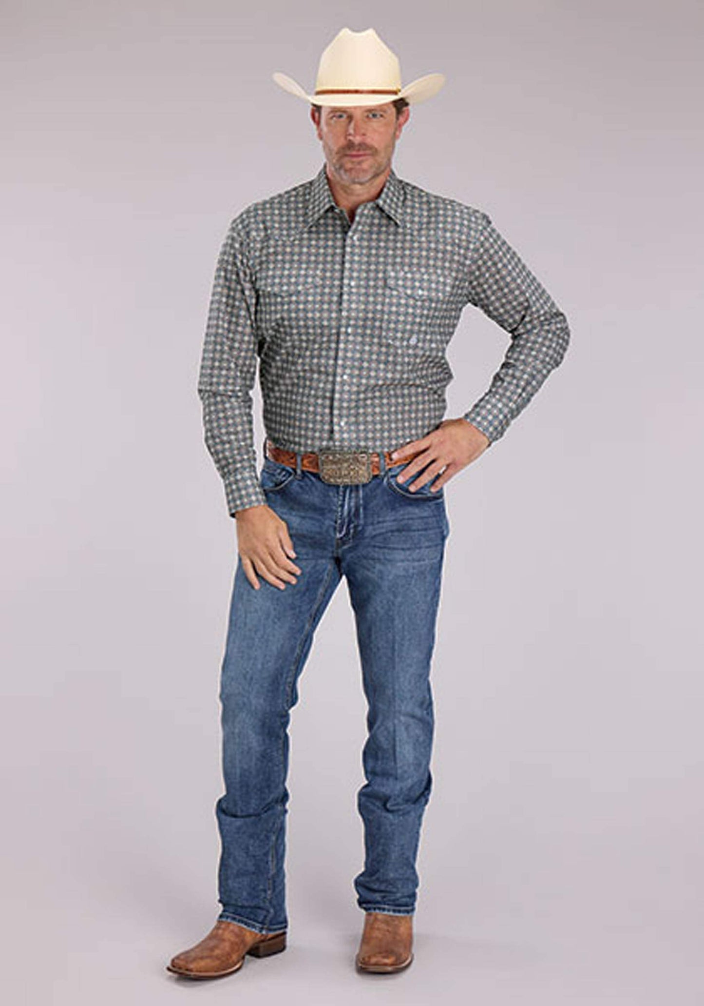 Roper Mens Long Sleeve Snap Medallion Foulard Western Shirt - Roper - Flyclothing LLC