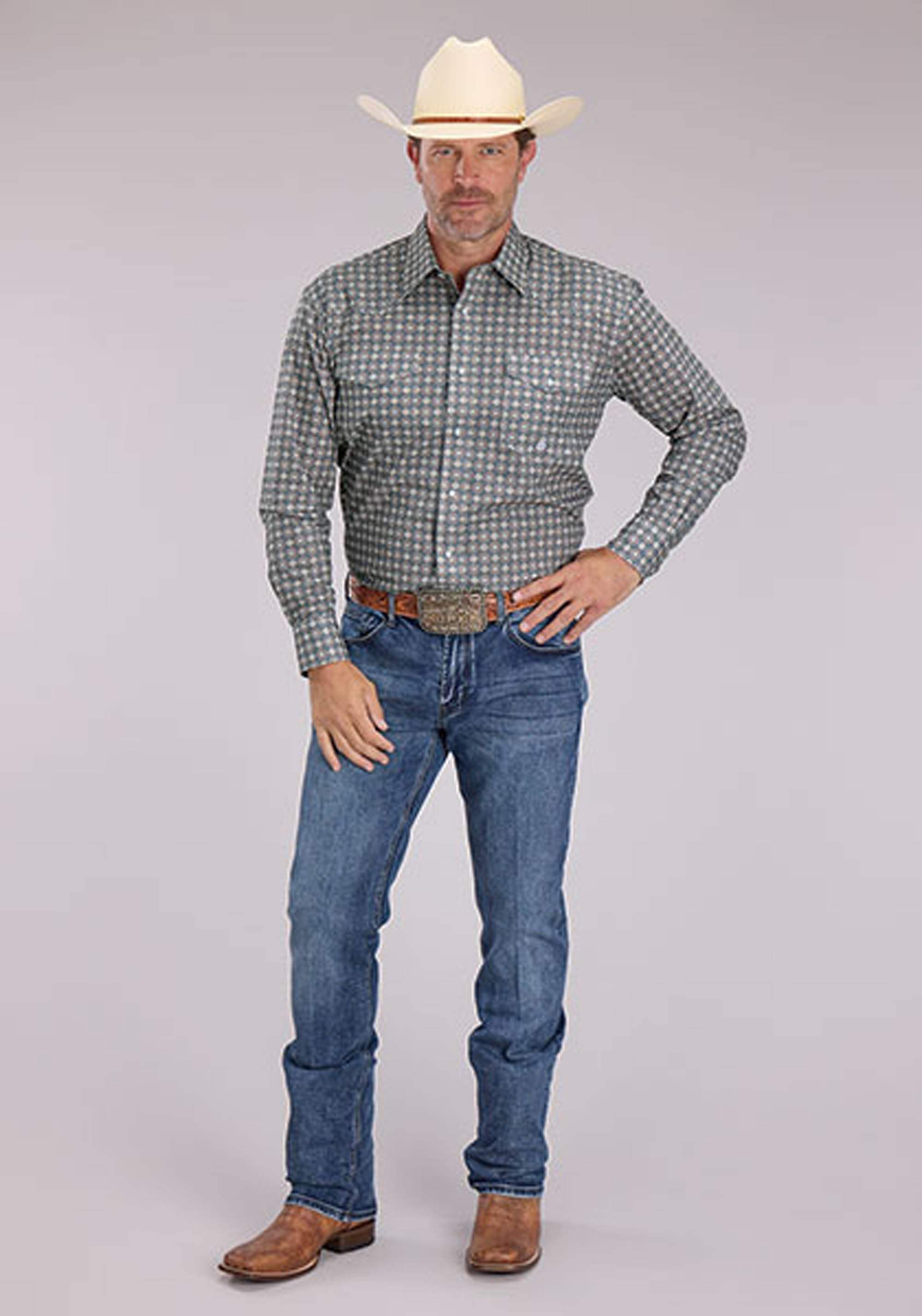 Roper Mens Long Sleeve Snap Medallion Foulard Western Shirt - Roper - Flyclothing LLC