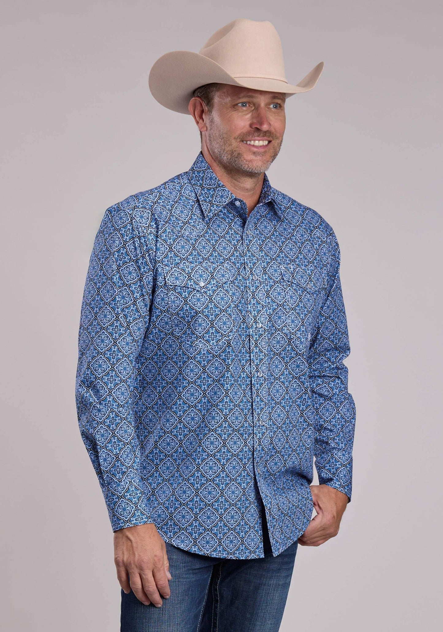 Mens Roper Sky Medallion Long Sleeve Snap Shirt - Roper - Flyclothing LLC