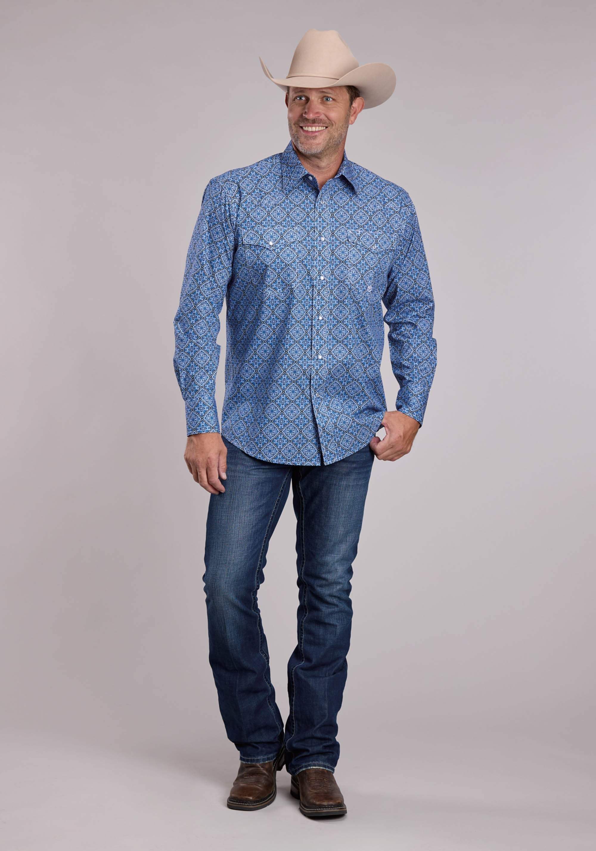 Mens Roper Sky Medallion Long Sleeve Snap Shirt - Roper - Flyclothing LLC