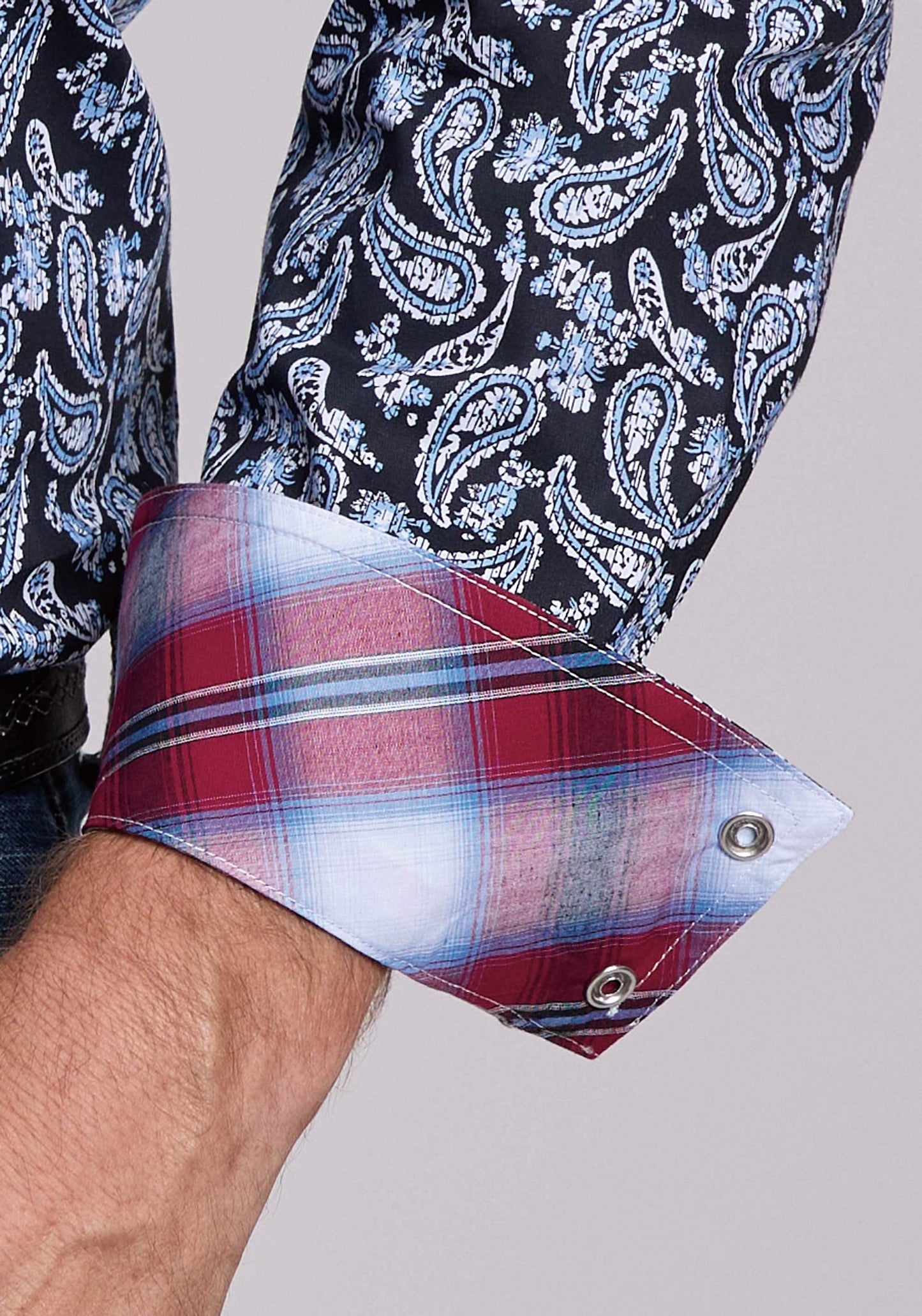 Mens Roper Woodcut Paisley Long Sleeve Snap Shirt - Roper - Flyclothing LLC