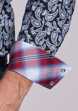 Mens Roper Woodcut Paisley Long Sleeve Snap Shirt - Roper - Flyclothing LLC