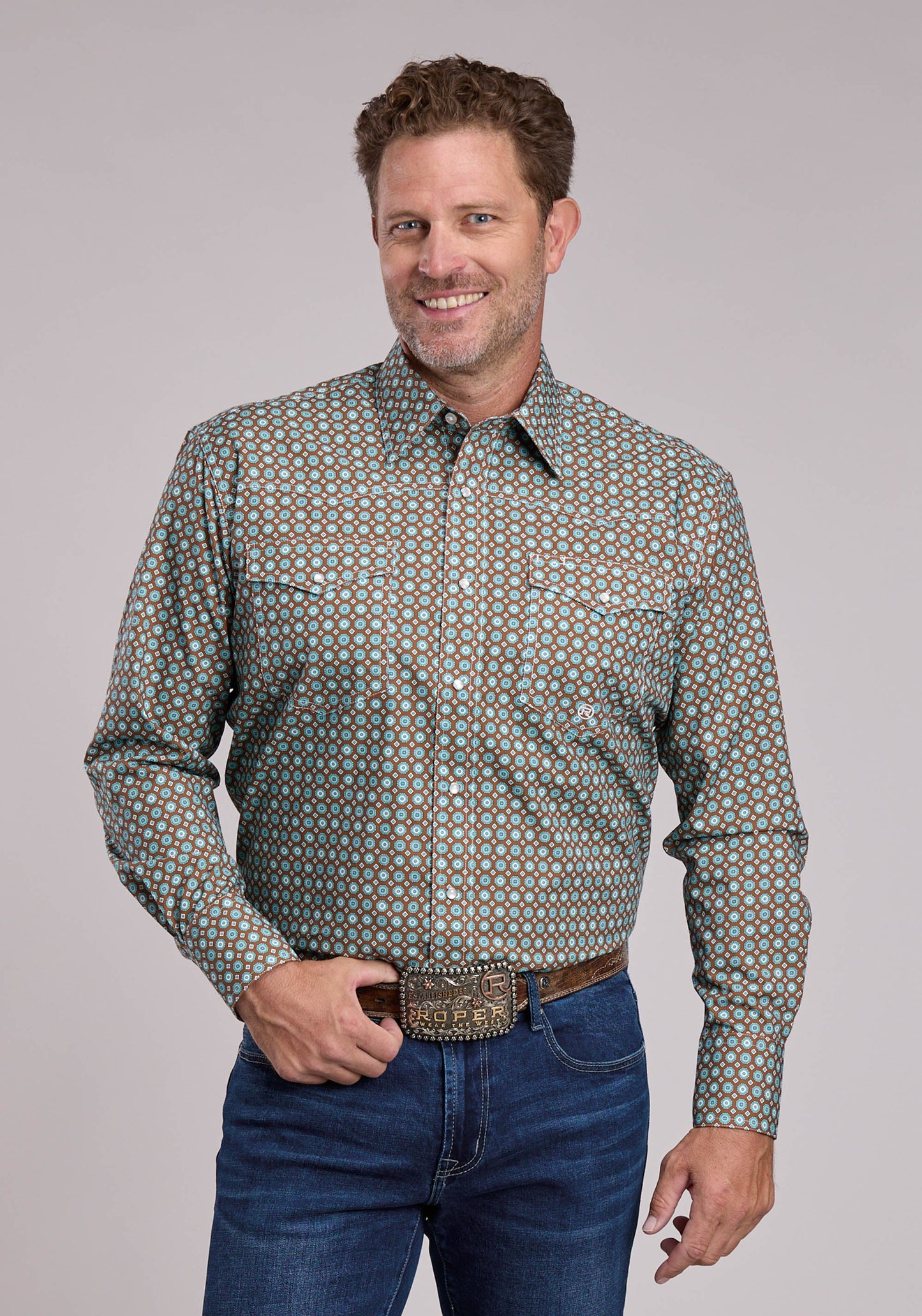 Mens Roper Canyon Foulard Long Sleeve Snap Shirt