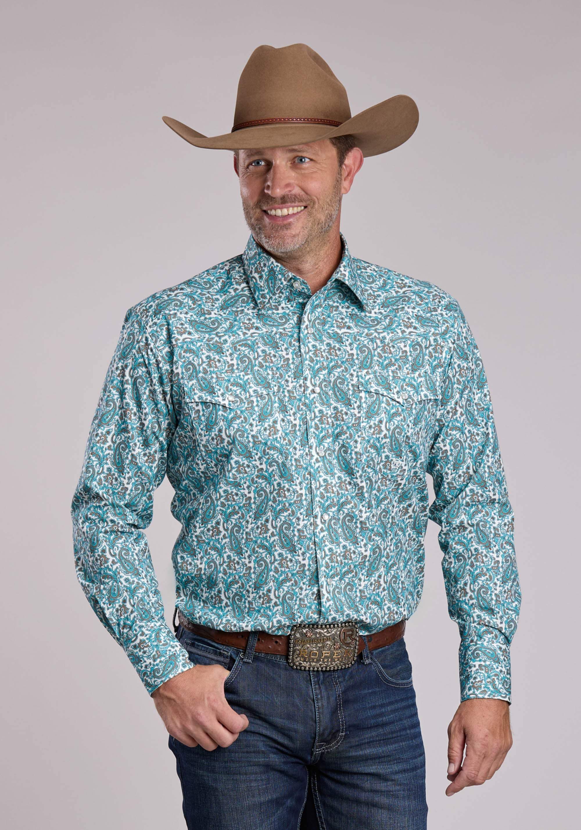 Mens Roper Trail Paisley Long Sleeve Snap Shirt - Roper - Flyclothing LLC