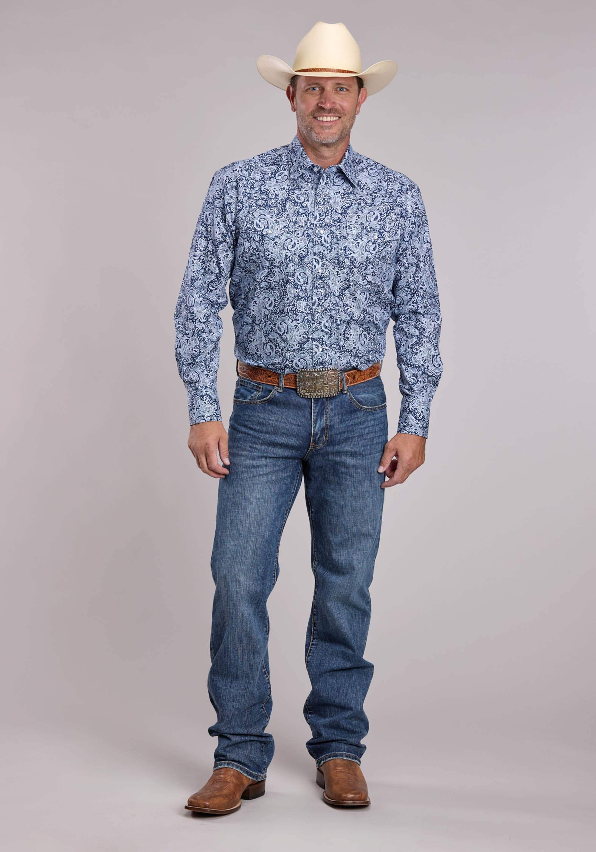 Mens Roper Windy Paisley Long Sleeve Snap Shirt - Roper - Flyclothing LLC