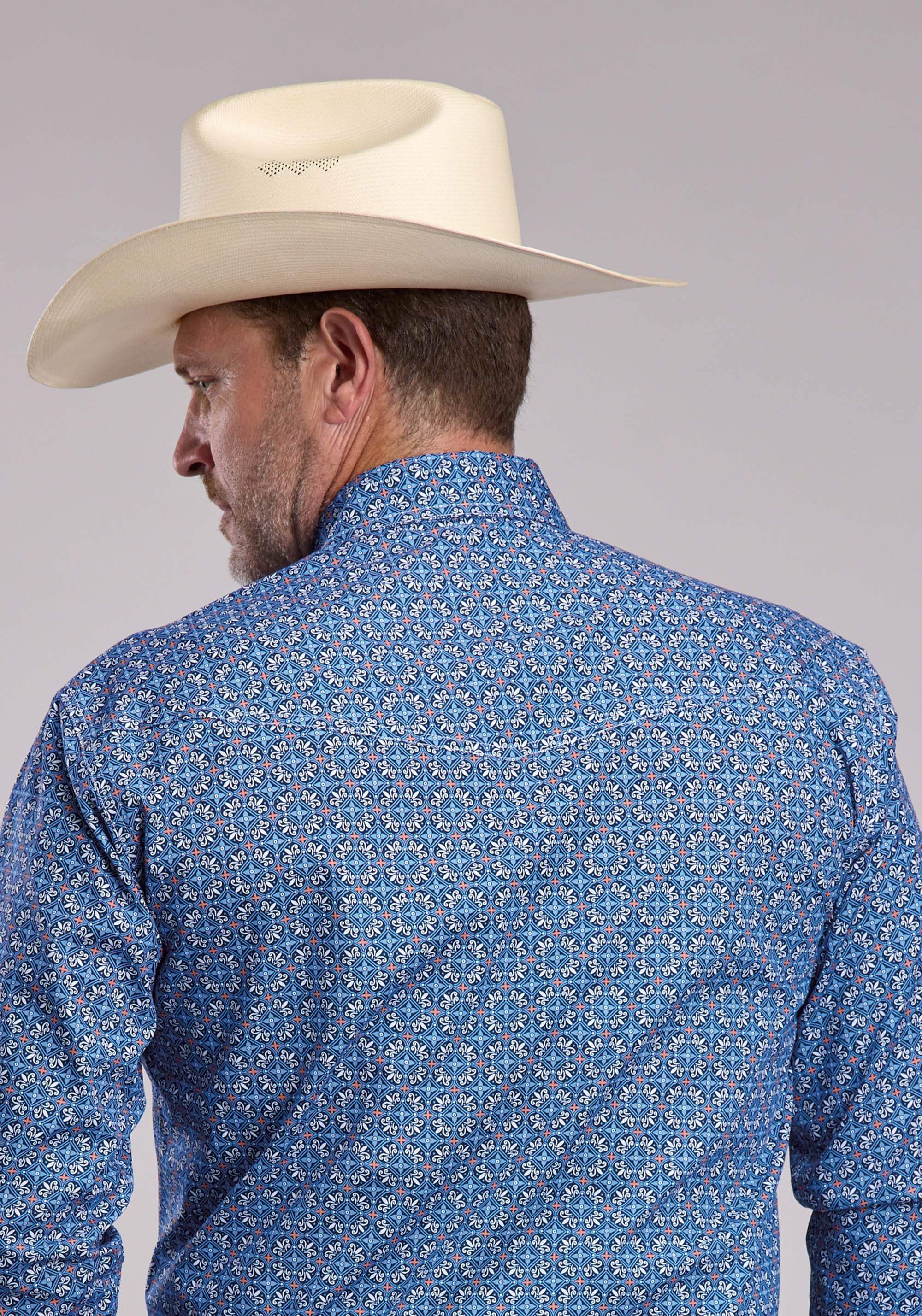 Mens Roper Sky Tile Foulard Long Sleeve Snap Shirt - Roper - Flyclothing LLC