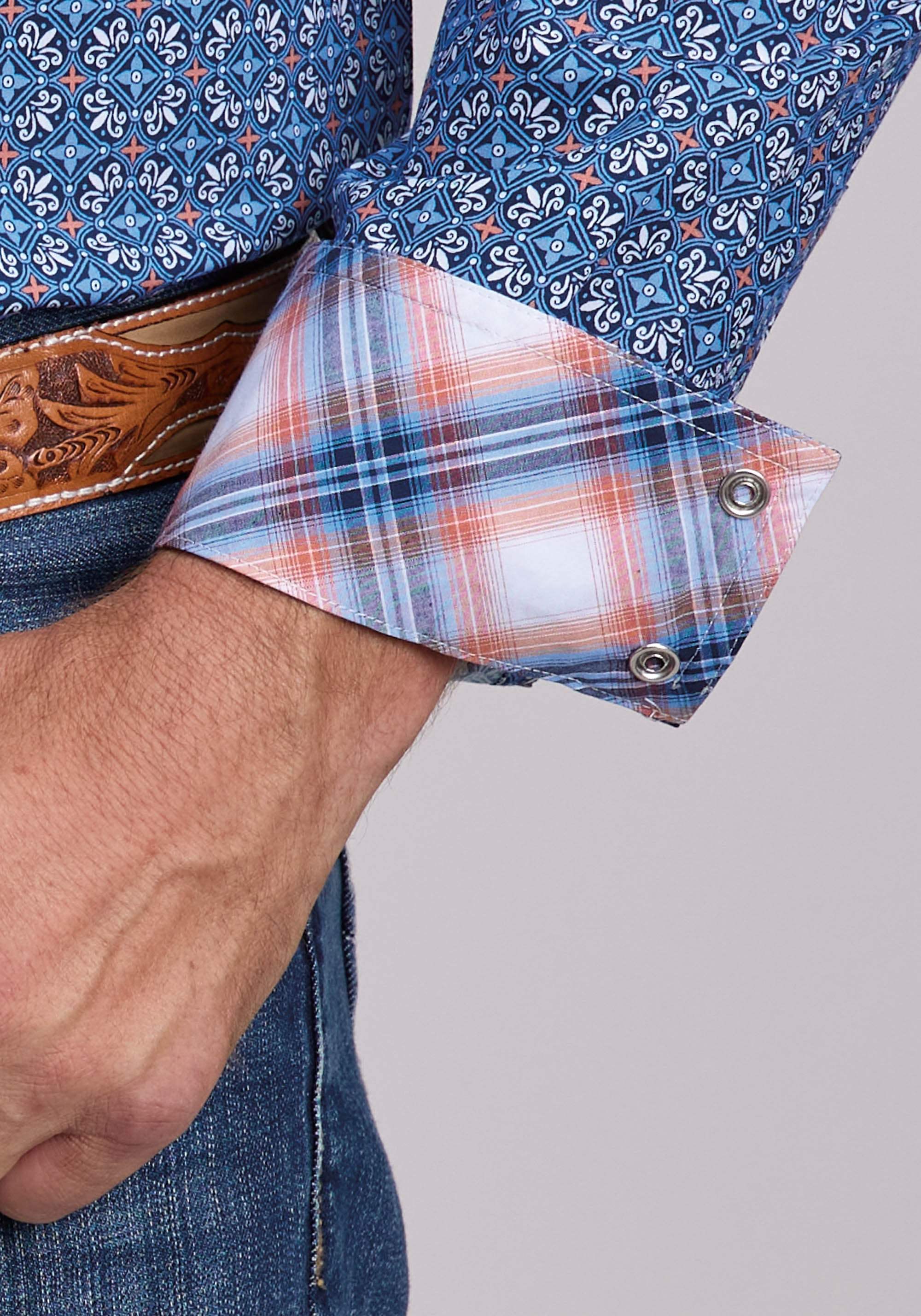 Mens Roper Sky Tile Foulard Long Sleeve Snap Shirt - Roper - Flyclothing LLC