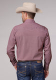 Roper Mens Long Sleeve Snap Stretch Neat Red Western Shirt - Roper