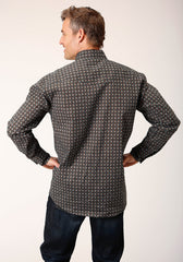 Roper Mens Long Sleeve Snap Wild West Foulard Western Shirt - Roper