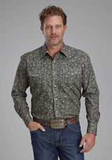 Roper Mens Oak Paisley Long Sleeve Snap Western Shirt - Roper - Flyclothing LLC