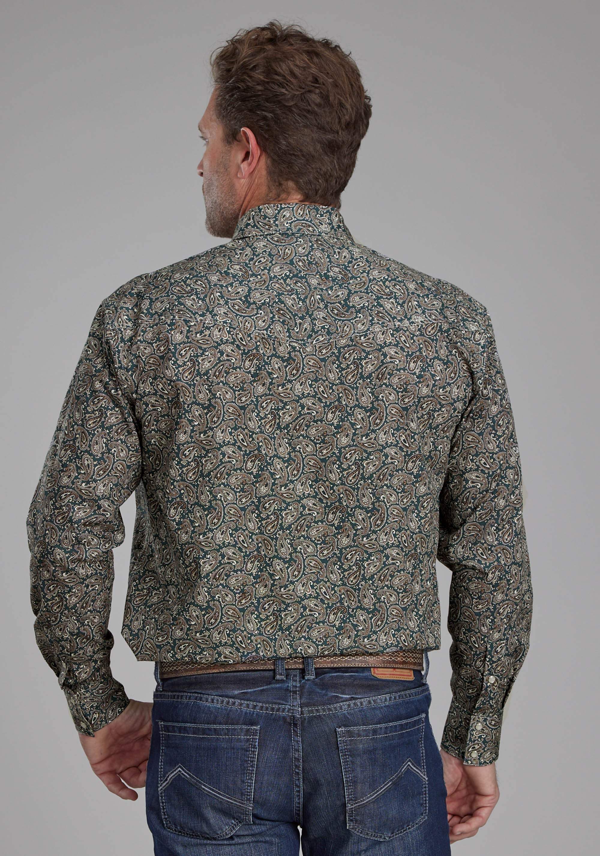 Roper Mens Oak Paisley Long Sleeve Snap Western Shirt - Roper - Flyclothing LLC