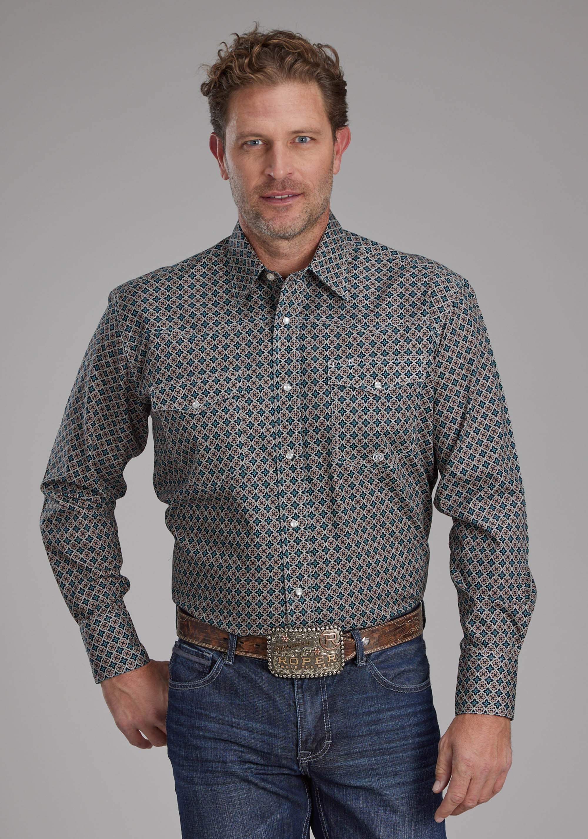 Roper Mens Acorn Foulard Long Sleeve Snap Western Shirt - Roper - Flyclothing LLC