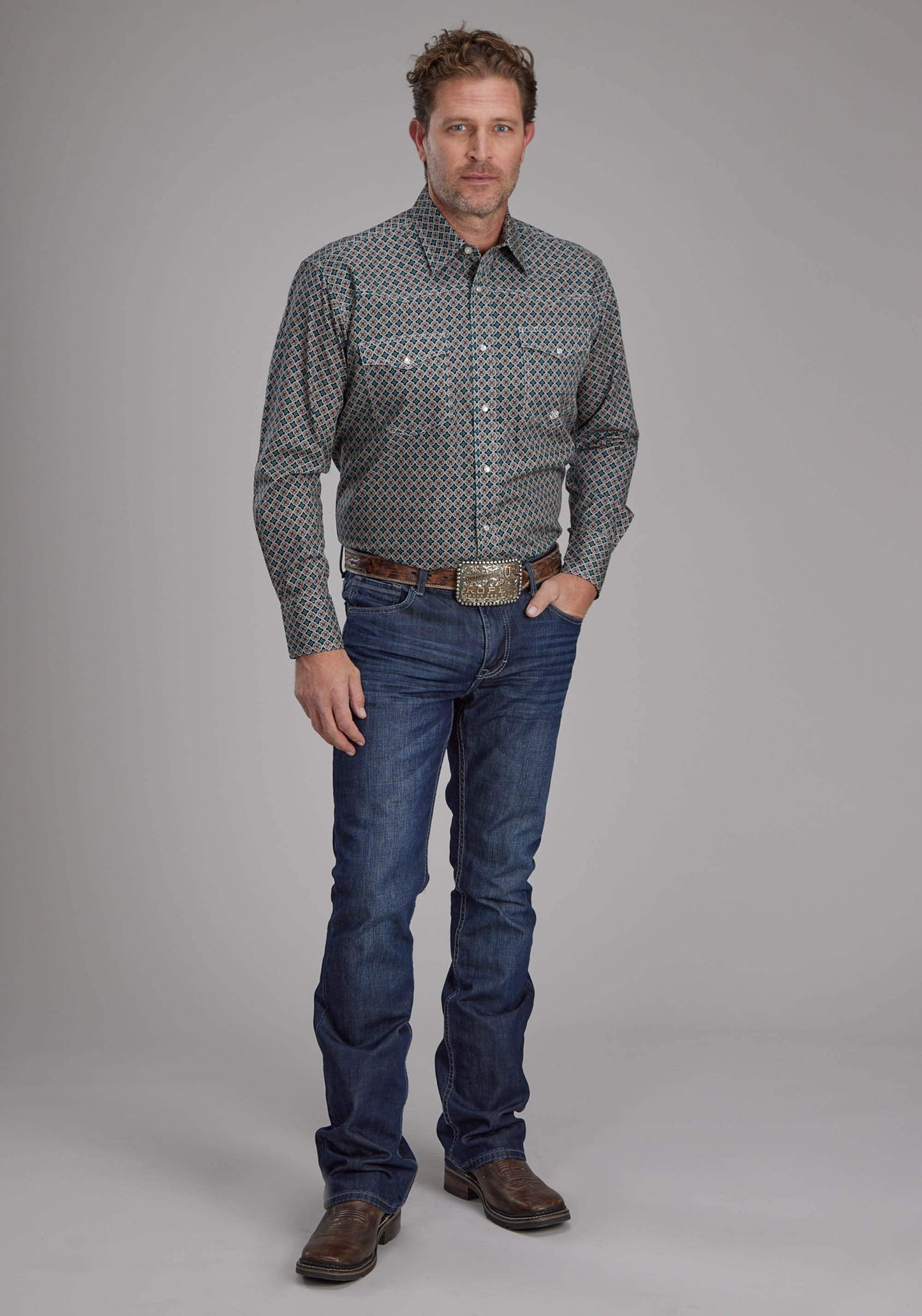 Roper Mens Acorn Foulard Long Sleeve Snap Western Shirt - Roper - Flyclothing LLC