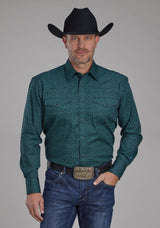 Roper Mens Vintage Paisley Long Sleeve Snap Western Shirt
