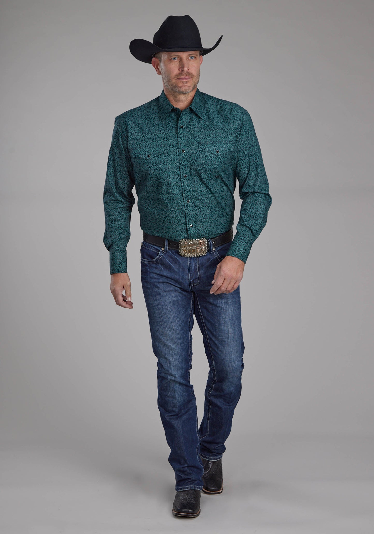 Roper Mens Vintage Paisley Long Sleeve Snap Western Shirt