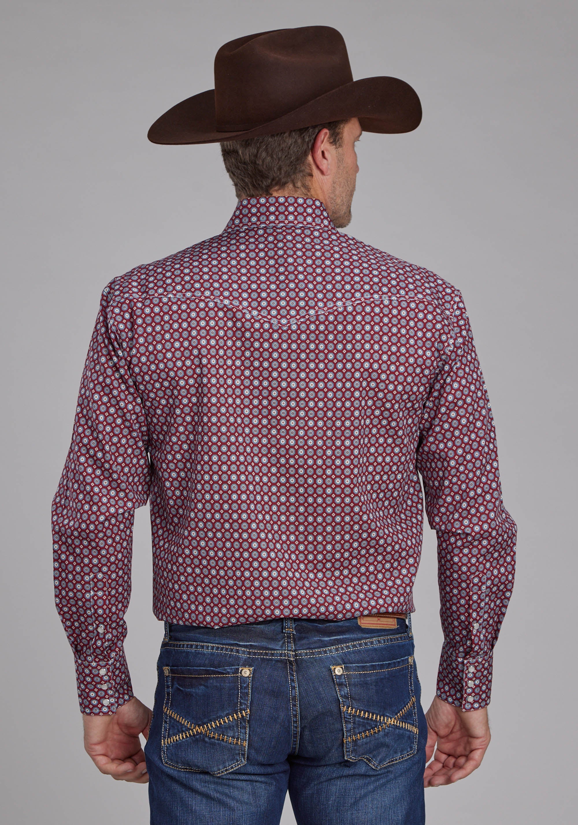 Roper Mens Highway Foulard Long Sleeve Snap Western Shirt