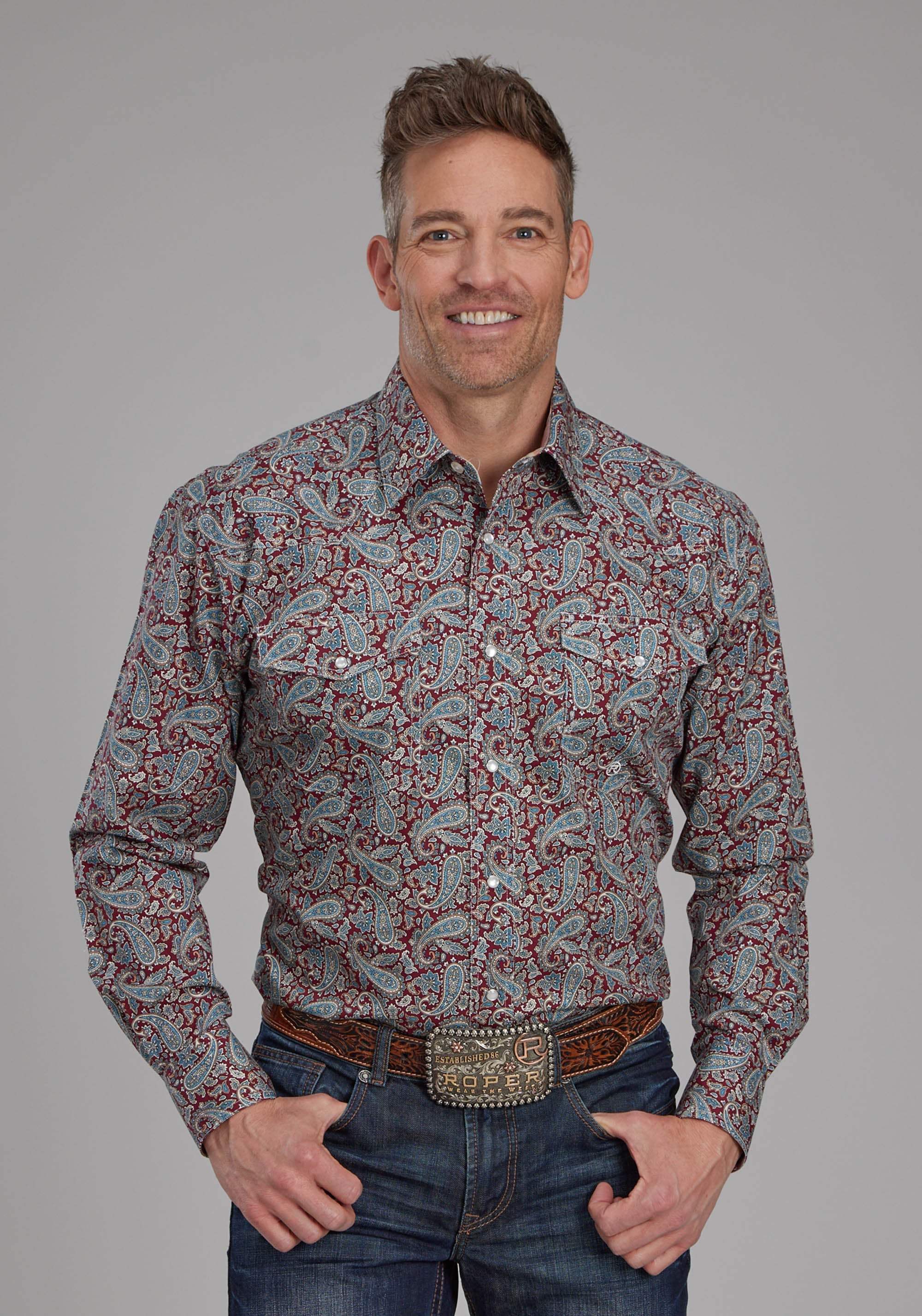 Roper Mens Orchard Paisley Long Sleeve Snap Western Shirt - Roper - Flyclothing LLC