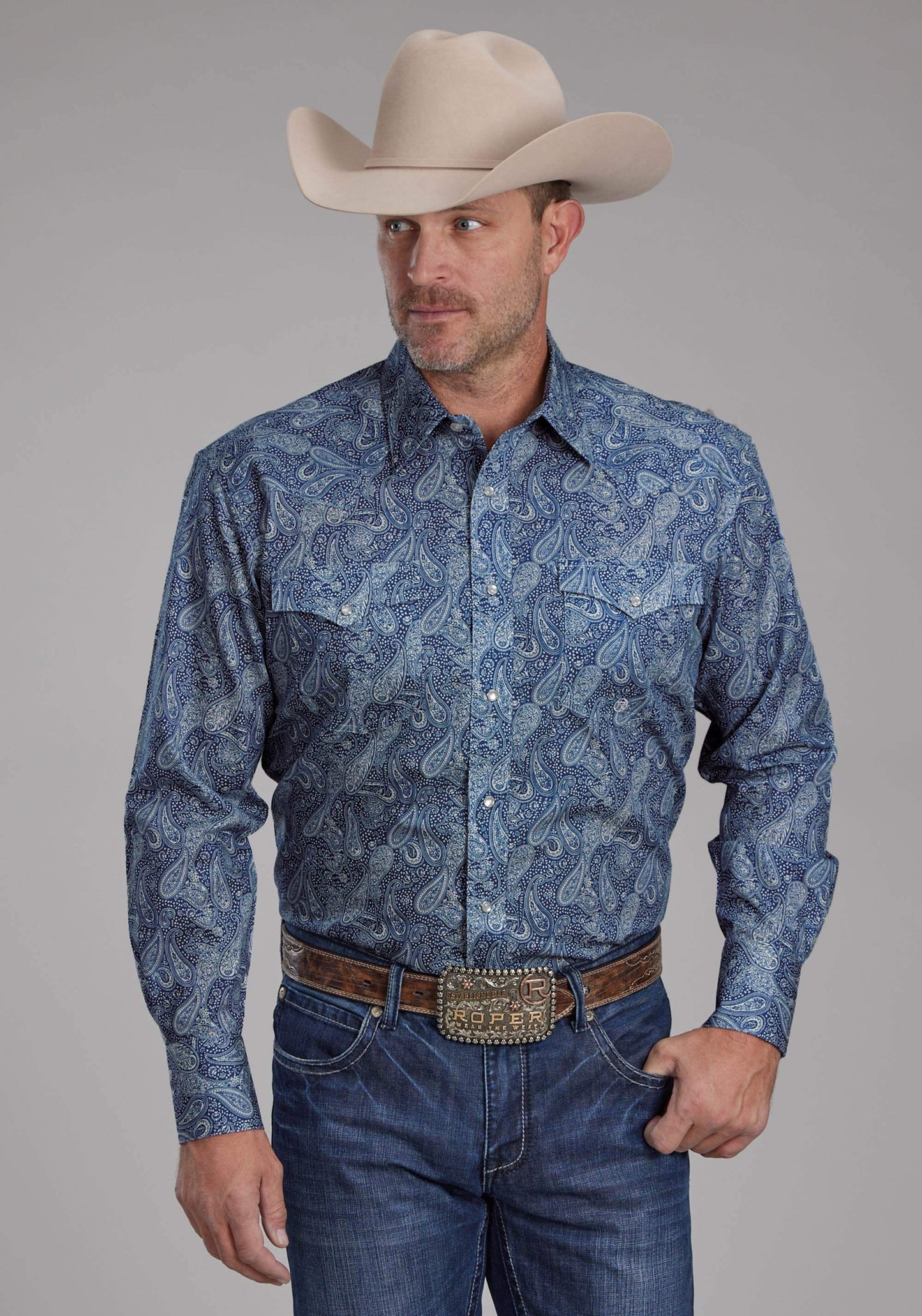 Roper Mens River Paisley Long Sleeve Snap Western Shirt - Roper - Flyclothing LLC