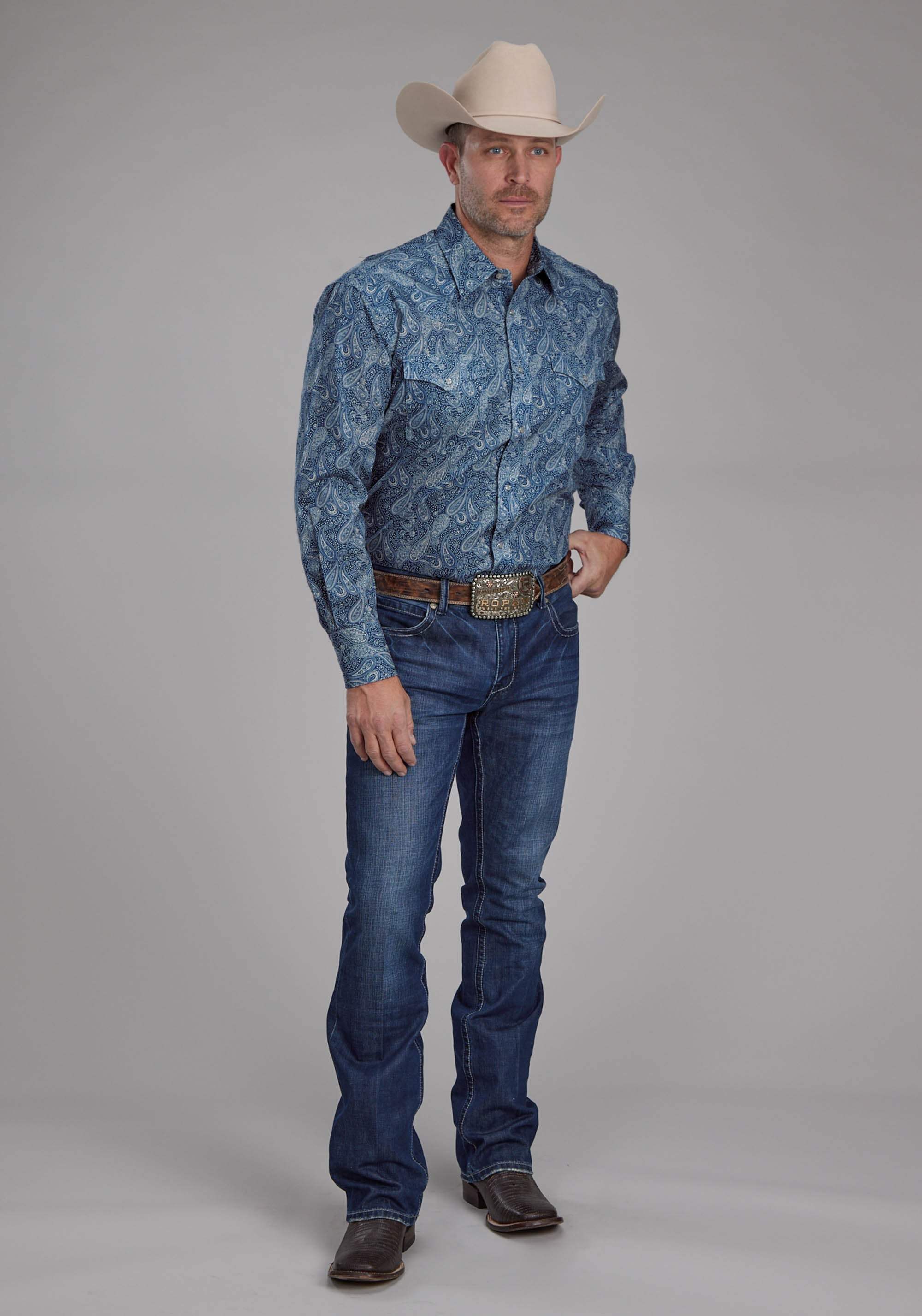 Roper Mens River Paisley Long Sleeve Snap Western Shirt - Roper - Flyclothing LLC