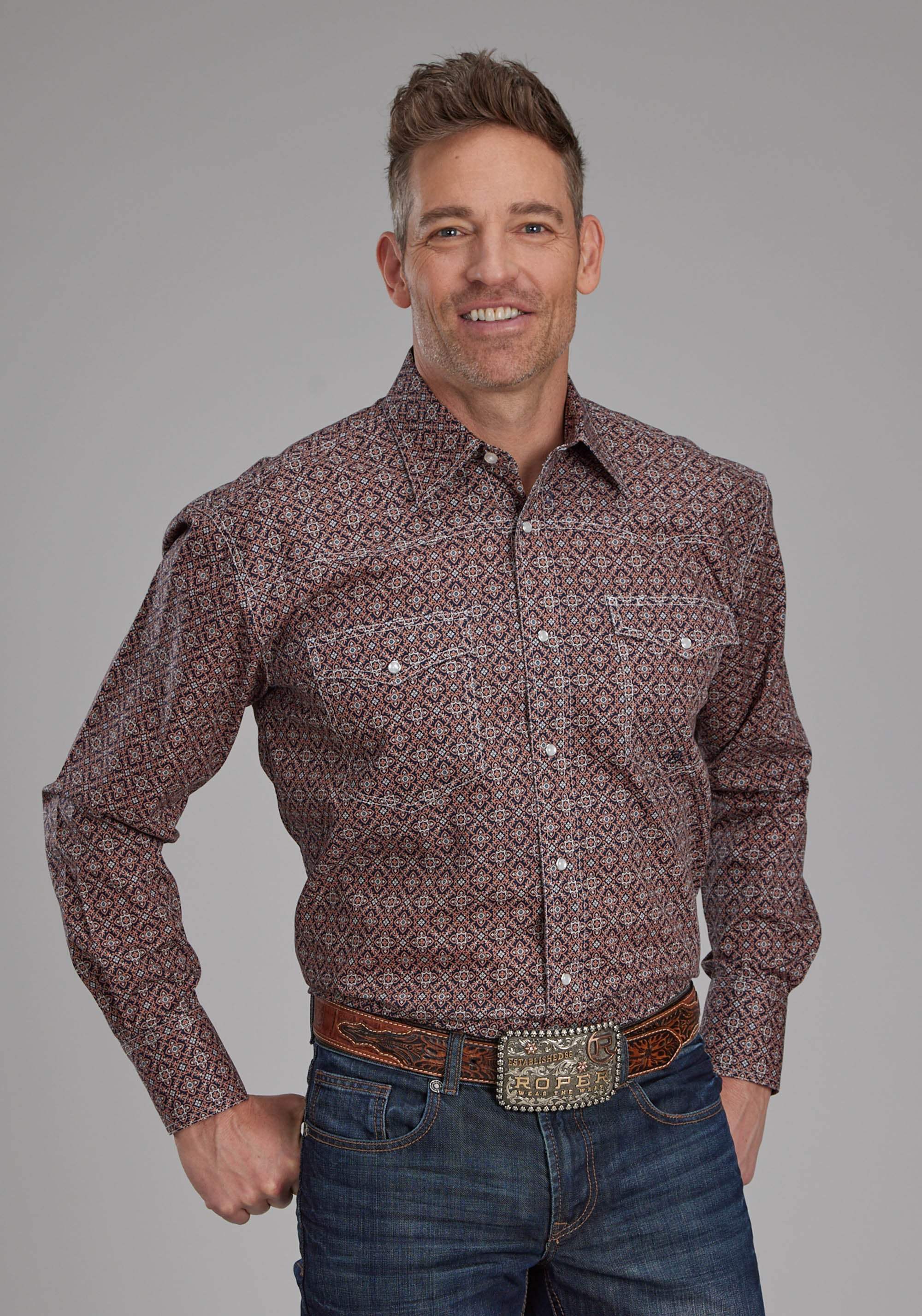 Roper Mens Ginger Foulard Long Sleeve Snap Western Shirt - Roper - Flyclothing LLC