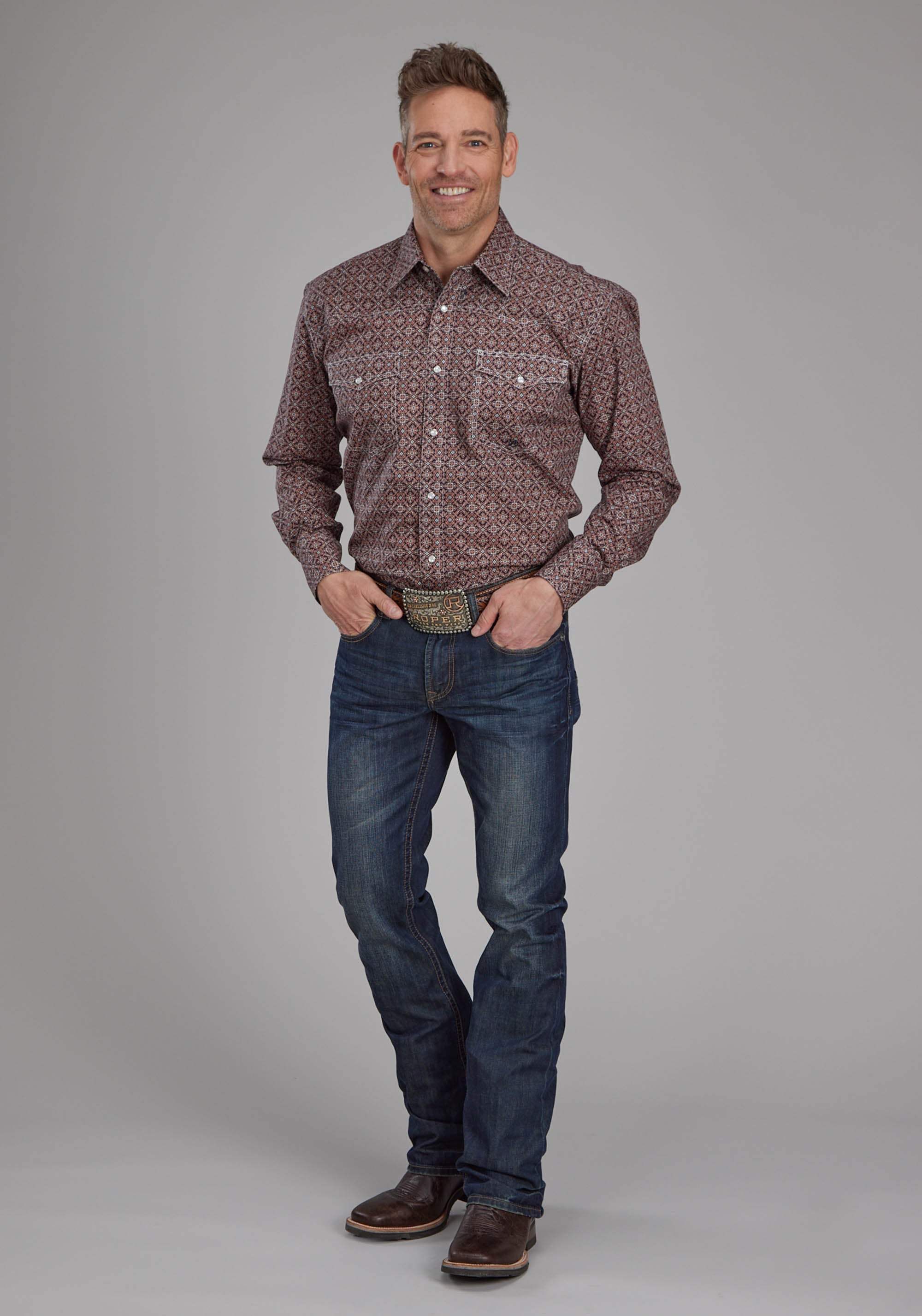 Roper Mens Ginger Foulard Long Sleeve Snap Western Shirt - Roper - Flyclothing LLC
