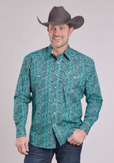 Roper Mens Long Sleeve Snap River Paisley Western Shirt - Roper - Flyclothing LLC