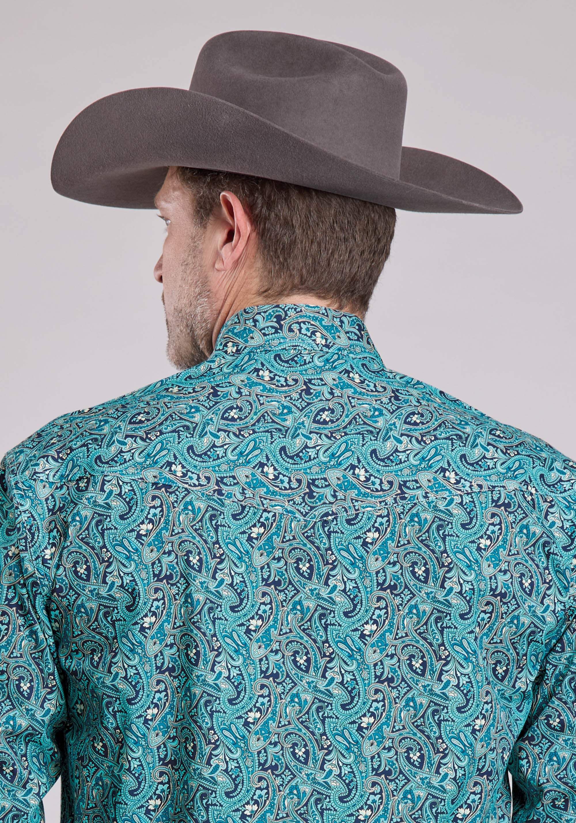 Roper Mens Long Sleeve Snap River Paisley Western Shirt - Roper - Flyclothing LLC