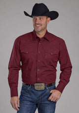 Roper Mens Black Fill Poplin - Red Long Sleeve Snap Western Shirt - Roper - Flyclothing LLC