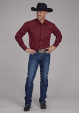 Roper Mens Black Fill Poplin - Red Long Sleeve Snap Western Shirt - Roper - Flyclothing LLC