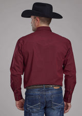 Roper Mens Black Fill Poplin - Red Long Sleeve Snap Western Shirt - Roper - Flyclothing LLC