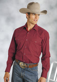Roper Mens Burgundy Solid Long Sleeve Western Snap Shirt