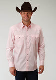 Roper Mens Pink Solid Long Sleeve Western Snap Shirt