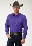 Roper Mens Purple Solid Long Sleeve Western Snap Shirt